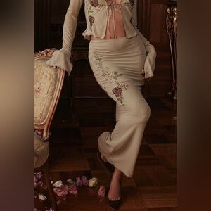 House of CB LAILAH Artichoke Floral Maxi Skirt NWOT